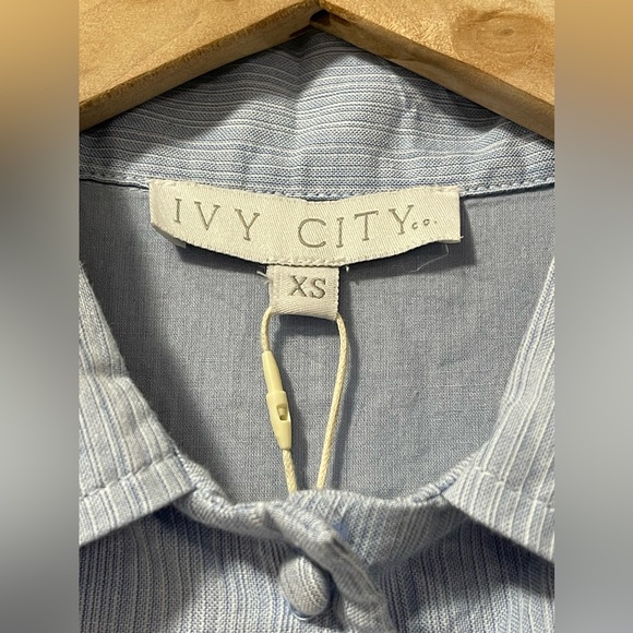 NWT Ivy City Co Chambray White Floral Embroider Scallop Midi Shirt Dress Size XS - Picture 9 of 12